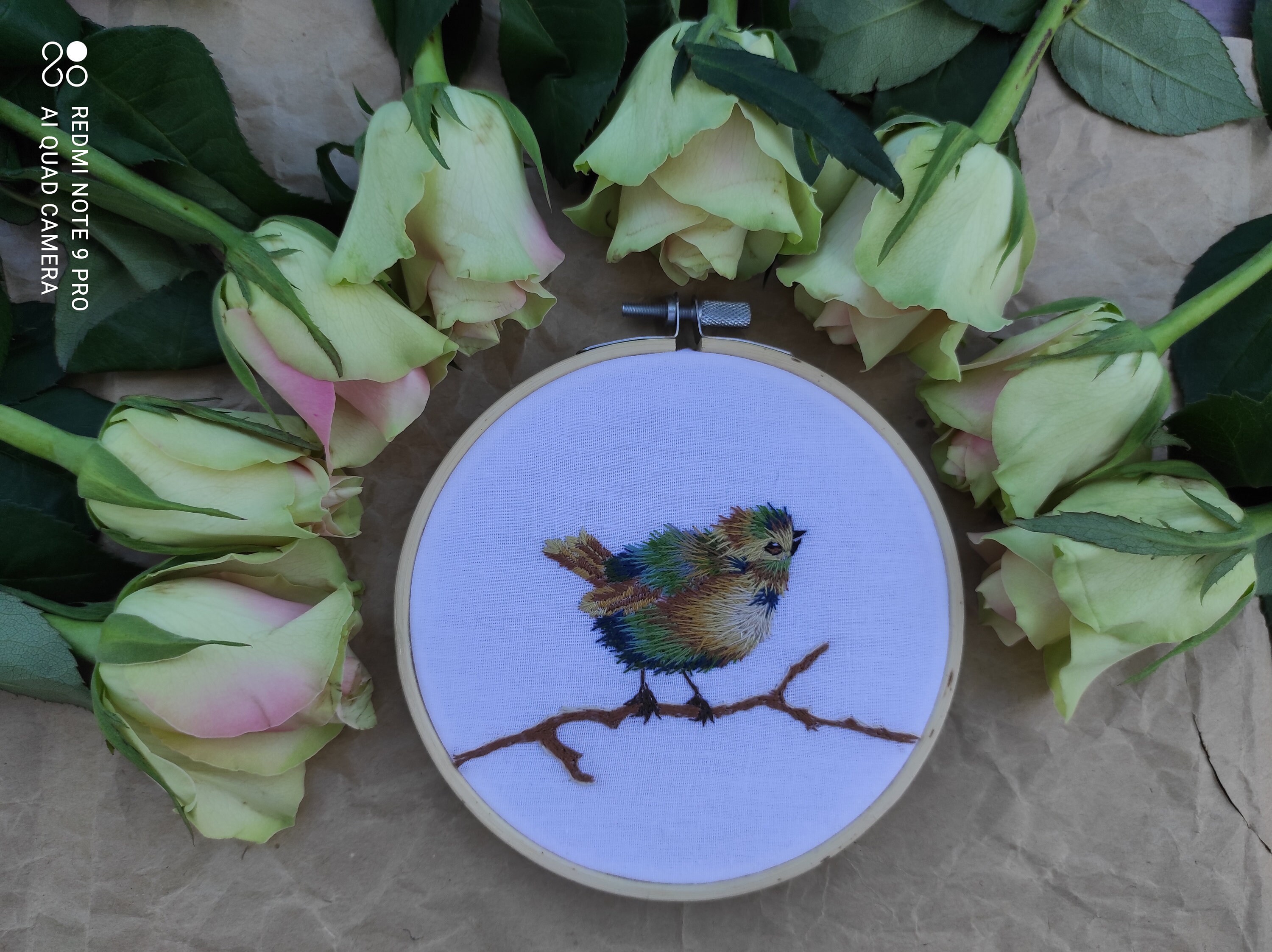 Cerceau Brodé Oiseau - Décoration Intérieure Murale Tentures Murales Fait à La Main Cadeau Cerceau d