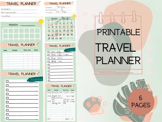 Printable Travel Planner 6 Pages Simple Planer That Will Make Your