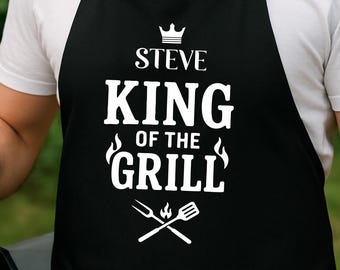 Delantal personalizado "Rey de la Parrilla": el regalo perfecto para los amantes de la barbacoa.