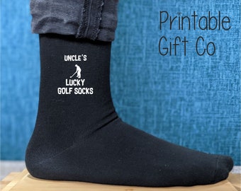 Uncle's Lucky Golfing Socks -  Printed and Personalised Men's Gift - Great Birthday Gift - Christmas Gift - Father's Day Gift for Uncles