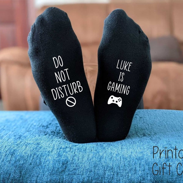 Personalised Gaming Socks - Do Not Disturb I'm Gaming -  Printed and Personalised Gift - Birthday Gift - Christmas Gift