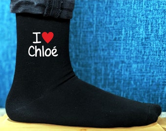 I Heart / I Love - Niedliche personalisierte Socken - bedrucktes Herren und Damen GESCHENK - Großes Geschenk zum Valentinstag/Weihnachten/Geburtstag/Jahrestag