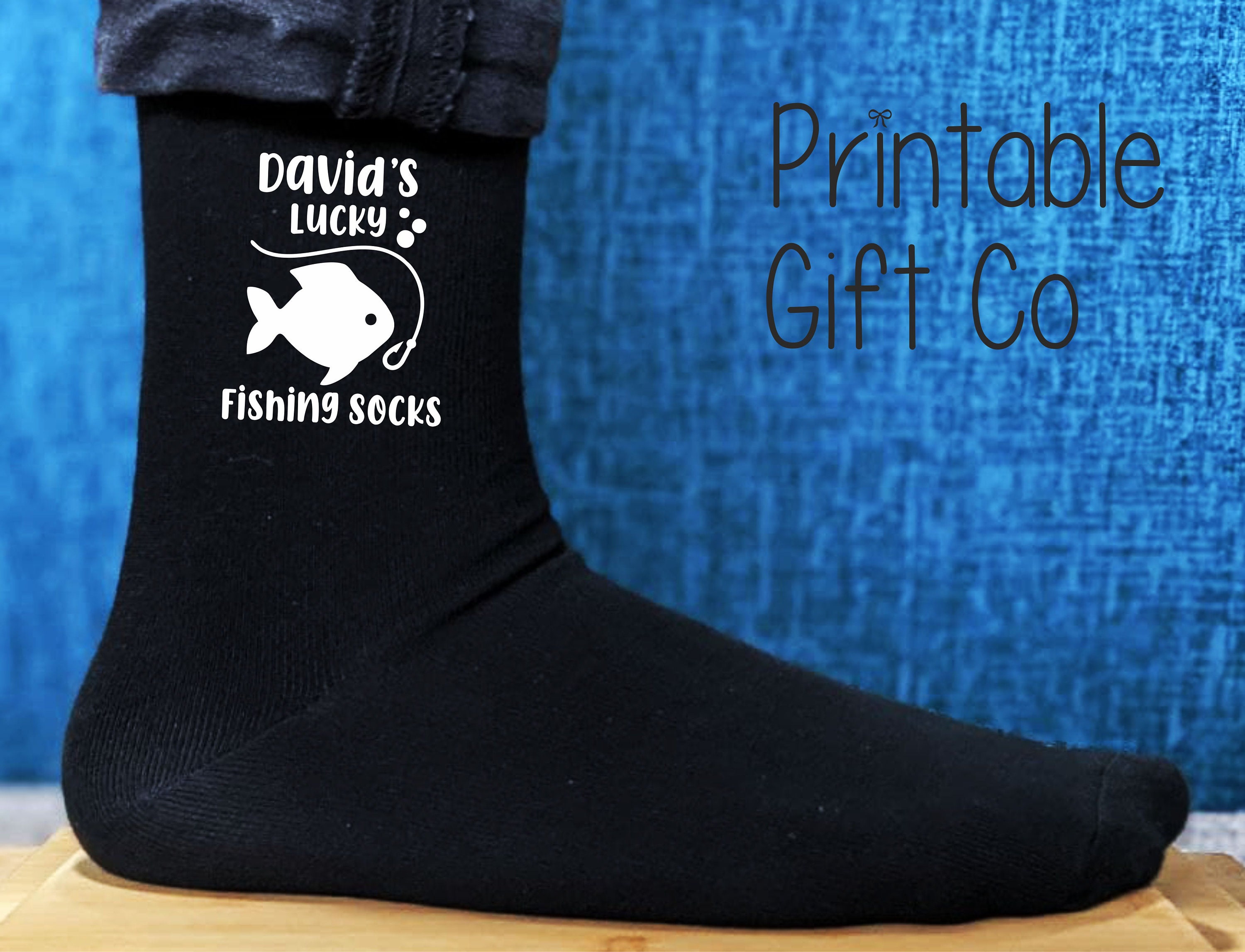 Uncle's Lucky Fishing Socks Printed and Personalised Men's Gift