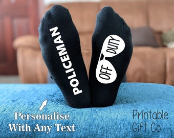 Policeman/woman/officer Off Duty Socks -  Printed Men's and Ladies GIFT - Great Graduation/Valentines/Christmas/Anniversary/Birthday Gift