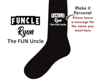 Fun Uncle Socken - Funcle - Personalisiert und bedruckt mit Ihren wunschnamen - Weihnachten/ Geburtstagsgeschenke für Männer