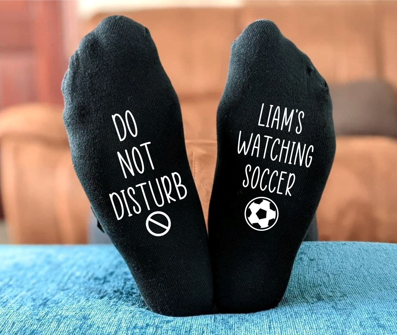 Do Not Disturb Name watching Soccer Socks -  Printed and Personalised Men's Gift - Birthday Gift - Christmas Gift - Father's Day Gift