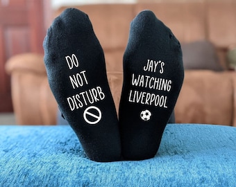 Chaussettes personnalisées « Ne pas déranger » Liverpool - Cadeau homme imprimé et personnalisé - Cadeau d'anniversaire - Cadeau de Noël - Cadeau de fête des pères