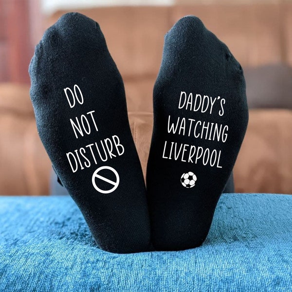 Daddy's Do Not Disturb Liverpool Socks - Cadeau homme imprimé et personnalisé - Cadeau d'anniversaire - Cadeau de Noël - Cadeau fête des pères