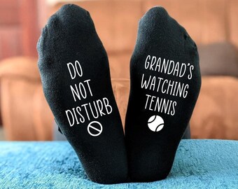 Do Not Disturb Socks –Grandad's Watching Tennis – Funny Personalised Novelty Socks – Gift for Tennis Fans
