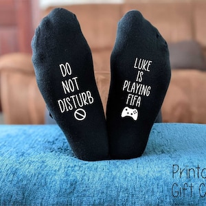 Personalised Gaming Socks - Do Not Disturb I'm playing Fifa-  Printed and Personalised Gift - Birthday Gift - Christmas Gift