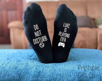 Personalised Gaming Socks - Do Not Disturb I'm playing Fifa-  Printed and Personalised Gift - Birthday Gift - Christmas Gift