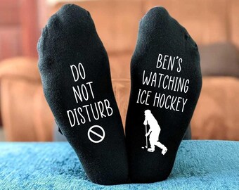 Personalized Ice Hockey Fan Socks: Do Not Disturb,  Printed Men's Ice Hockey Gift - Birthday Gift - Christmas Gift - Father's Day Gift