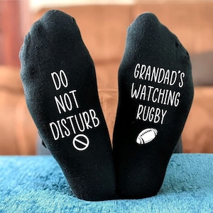 Do Not Disturb Grandad's watching Rugby Socks -  Printed and Personalised Men's Gift - Birthday Gift - Christmas Gift - Father's Day Gift