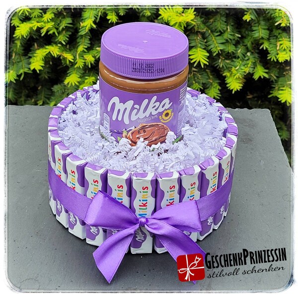 Milka Torte Milkini Riegel Milka Pralinen Kleine Aufmerksamkeit Pralinentorte Geburtstagsgeschenk  Geschenk Mitbringsel Haselnusscreme