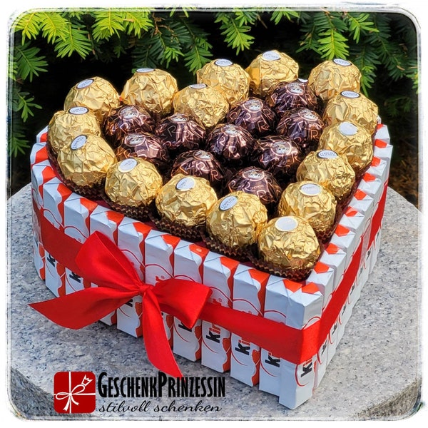 Kinderriegeltorte Rocher Rondnoir Riegel Torte Geschenk Geburtstag Pralinentorte Herz Kinderriegel Kinderschokolade Geburtstagsgeschenk