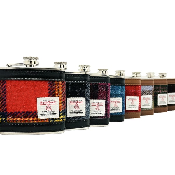 Harris Tweed Hip Flask 6oz - Mens Gifts - Fathers Day Gifts - Best Man Gifts - Hip Flask - Drinking Flask - 100% Harris Tweed