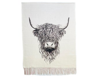 Sciarpa Highland Cow - Grigio/Rosa