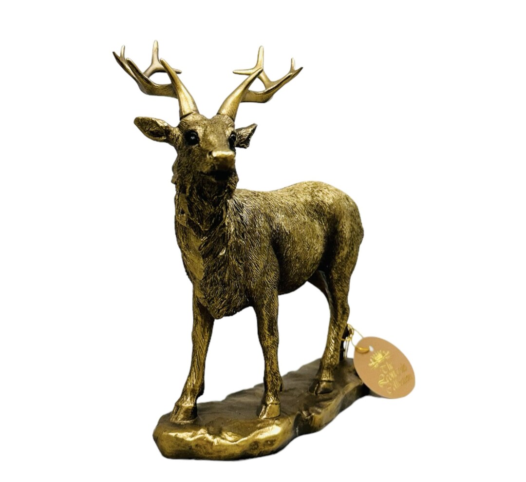 Resin Bronze Reindeer Figurine Antique/vintage Finish Woodland Wildlife