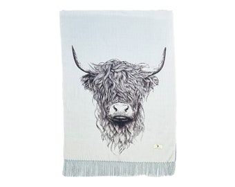 Sciarpa Highland Cow - Grigio/Blu