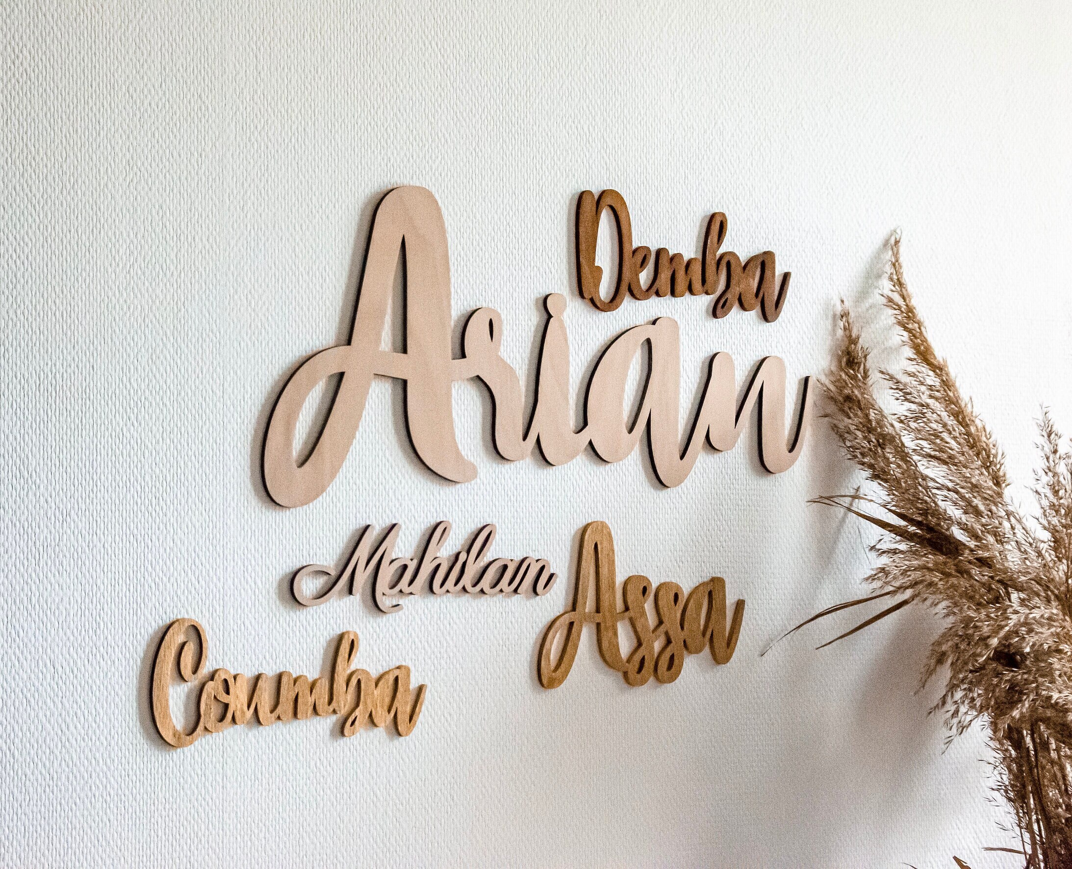 Prénom/Mot Géant en Bois Naturel à Personnaliser - Décoration de Chambre ou Fête, Anniversaire, Cade