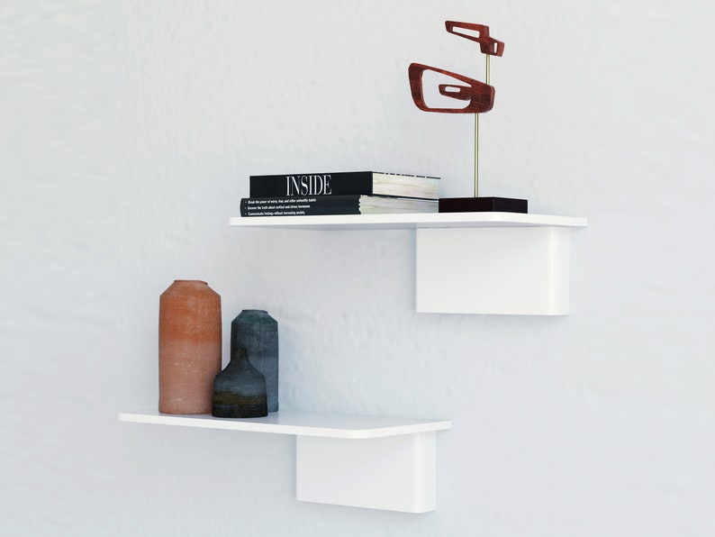 Floating Shelves No Brackets Set of 2 Wall Shelves Mounted Etsy