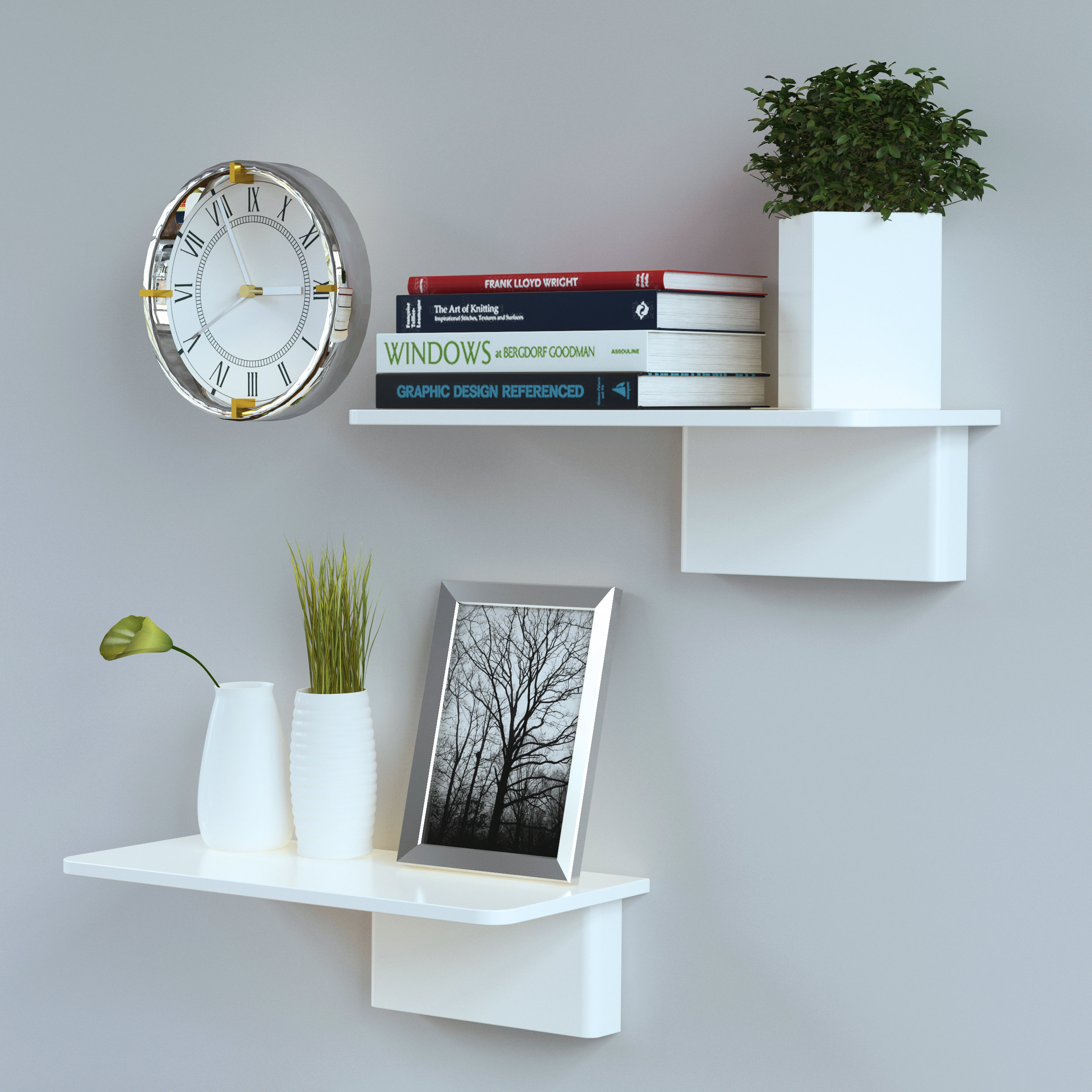 Floating Shelves No Brackets Set of 2 Wall Shelves Mounted Etsy