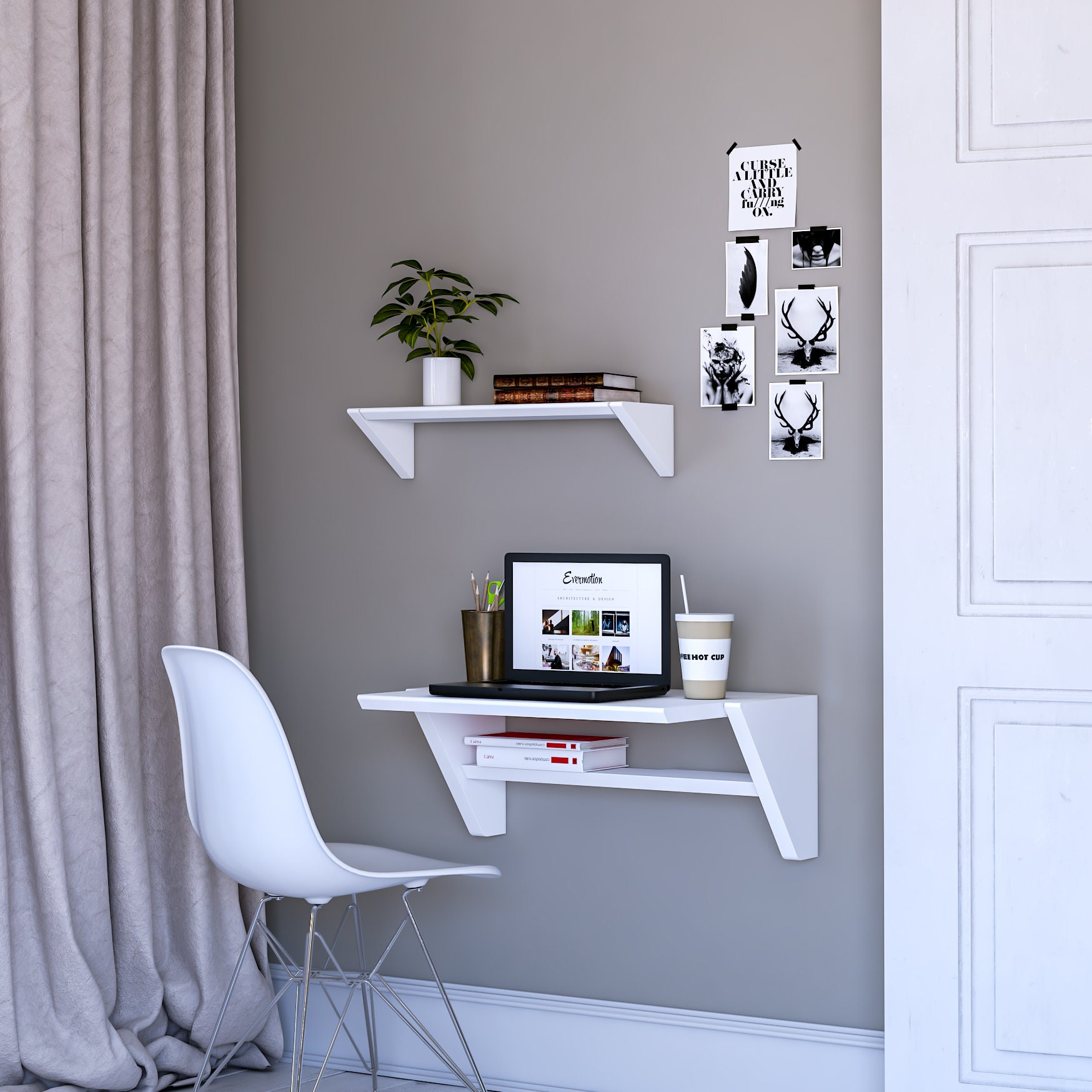 White cheap hanging desk