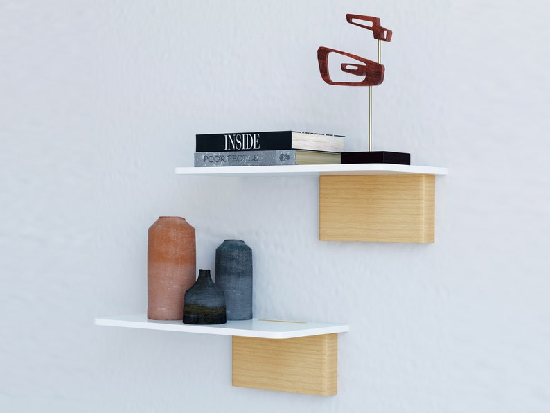 Floating Shelves No Brackets Set of 2 Wall Shelves Mounted Etsy