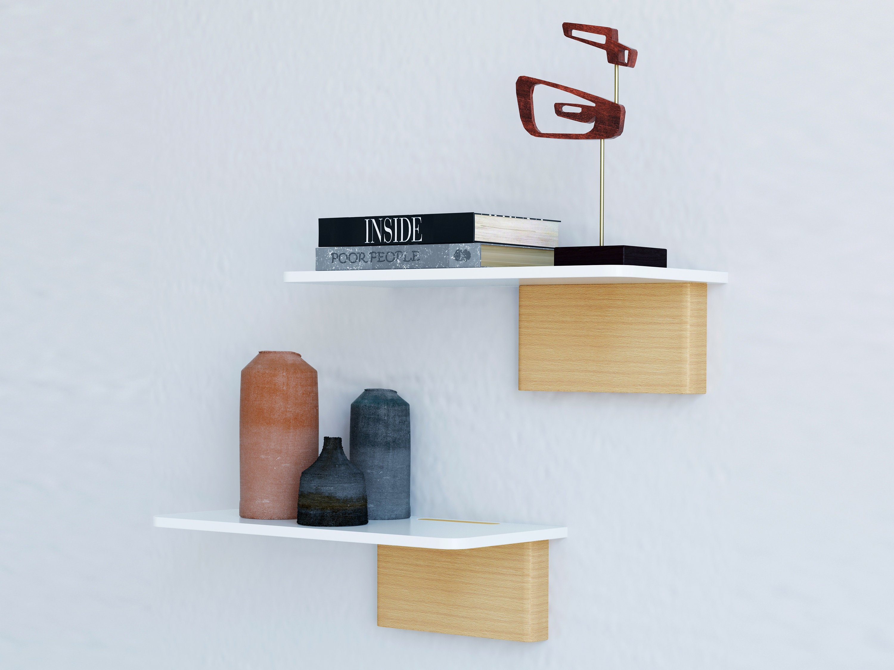 1pc Wall Shelf With Divider, Adhesive Wall Mounted Hanging