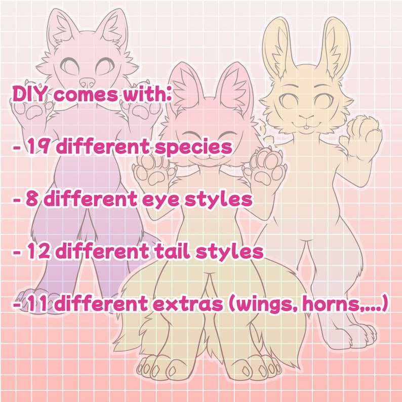 P2U, Adoptable Base, Chibi, Furry, Fursona, - Etsy