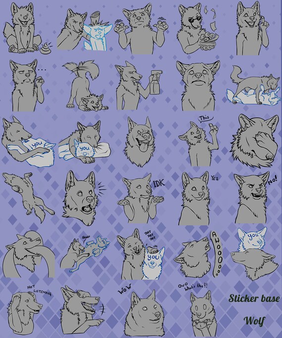YCH Telegram Sticker Set Wolf