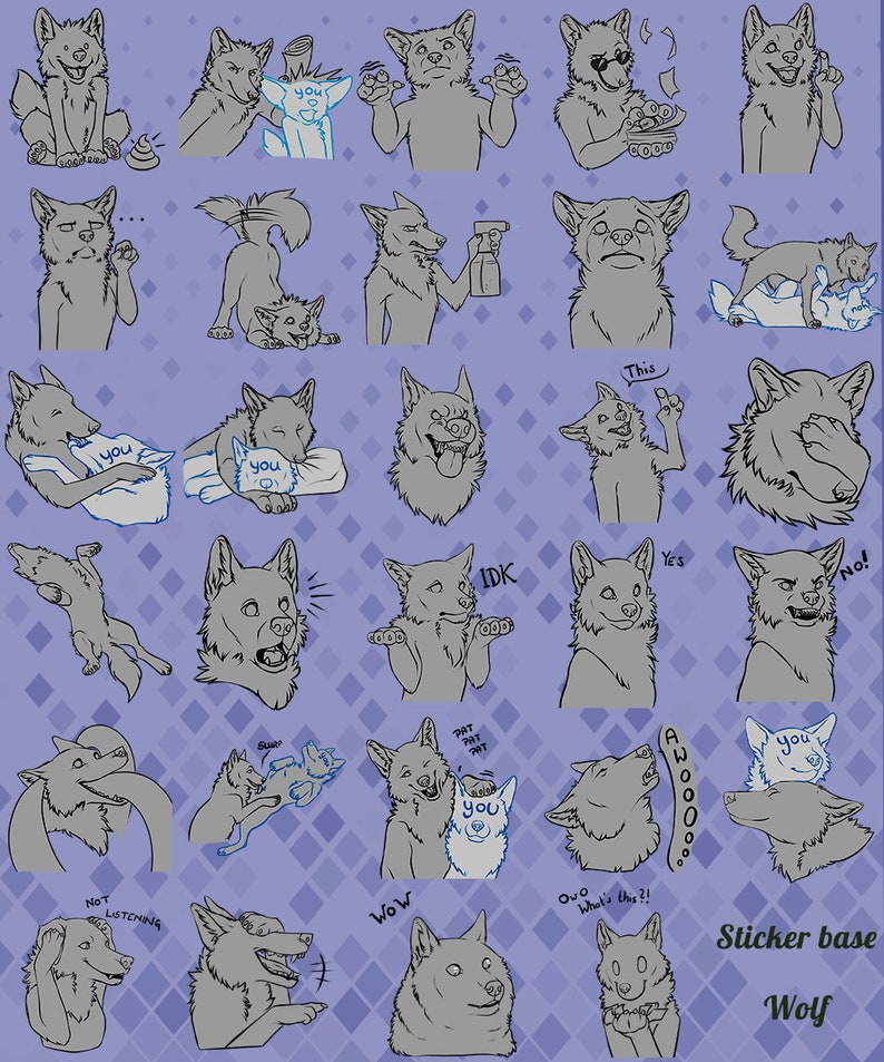 YCH Telegram Sticker Set 'wolf' Etsy