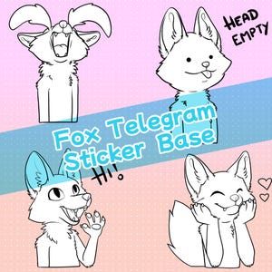 YCH, Telegram Sticker Set, Cute &#39;Fox,&#39; DIY, Base