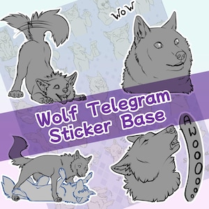 YCH, Telegram Sticker Set, Wolf, DIY, Color in yourself, Wolf Base,