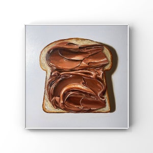 Großes Ölgemälde Schokolade Kunst Food Wandkunst Toast Kunst Stillleben Malerei Food Malerei Original Öl-Kunst