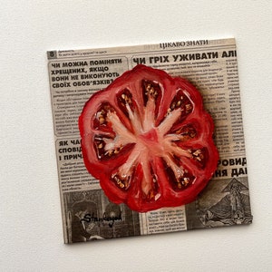 Tomatmålning Tomatkonst Tidningskonst Matmålning Grönsaksmålning Fruktmålning bild 8