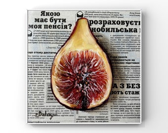 Figs painting Fruit painting Newspaper art Fruit still life Original oil painting by Julia Stankevych