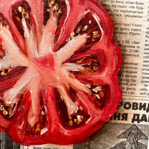 Tomatmålning Tomatkonst Tidningskonst Matmålning Grönsaksmålning Fruktmålning bild 5