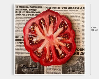 トマトの絵 トマトアート 新聞アート 食べ物の絵 野菜の絵 果物の絵