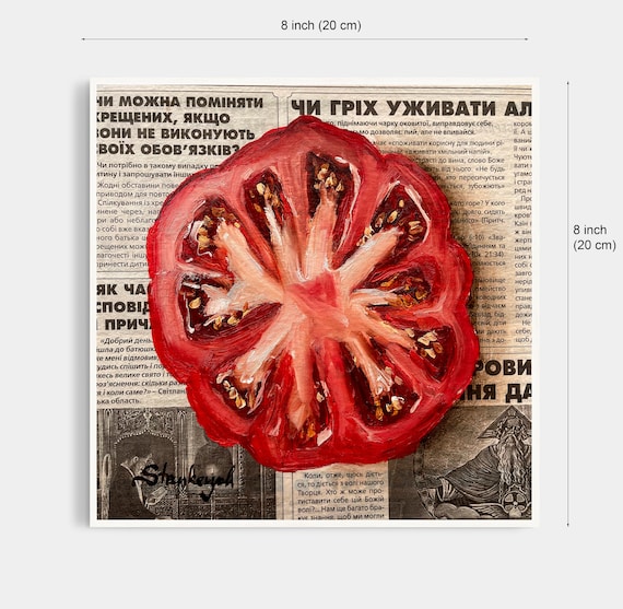 トマトの絵 トマトアート 新聞アート 食べ物の絵 野菜の絵 果物の絵