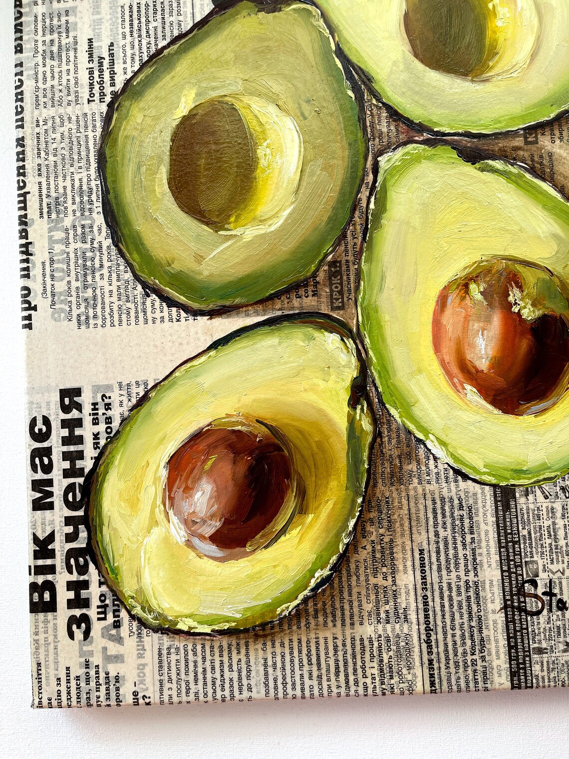 Avocado Wall Art Avocado Painting Original Oil Painting Food Etsy