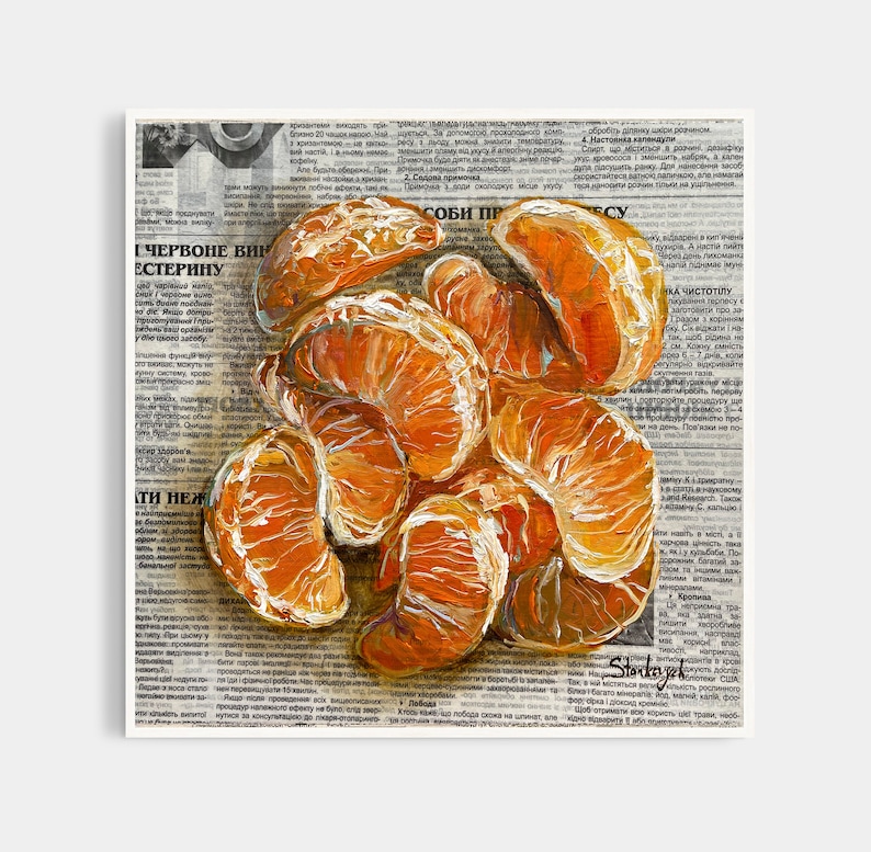 Tangerine painting Orange painting Original oil painting image 1
