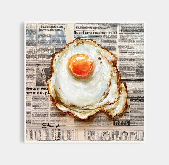 油絵 絵画 アートパネル【目玉トースト】 油絵 絵画 アートパネル【目玉トースト】 - メルカリ