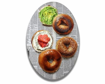 Bagel with lox Impasto 3d painting Food wall art decor NYT Breakfast Dinning room Original painting Textured Avocado Whimsical kitchen decor
