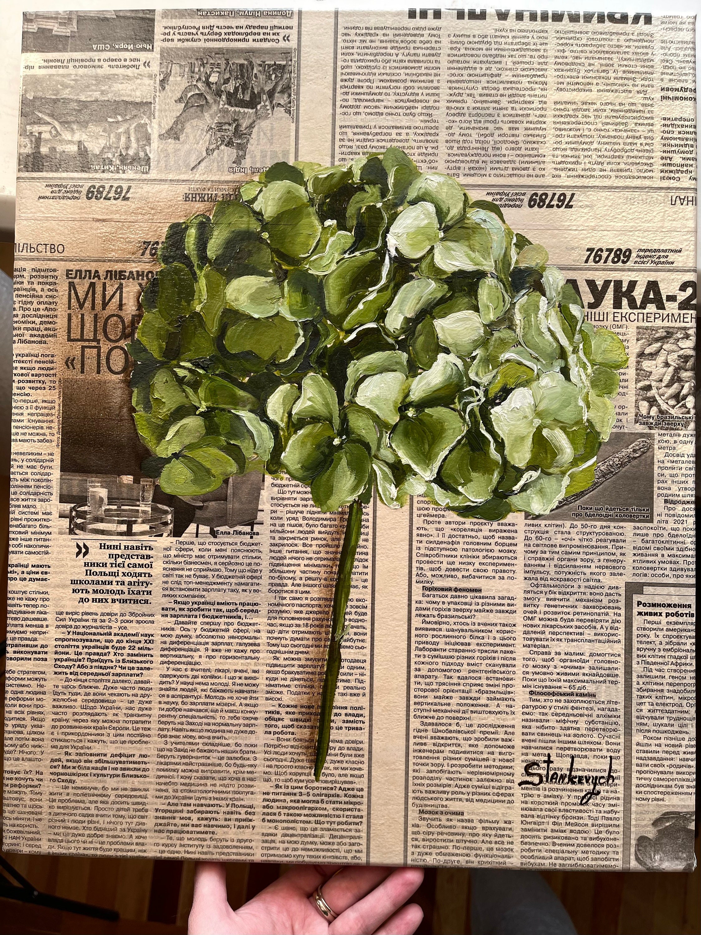 アジサイの絵画 アジサイアート 花の絵画 花束の絵画 オリジナル油絵