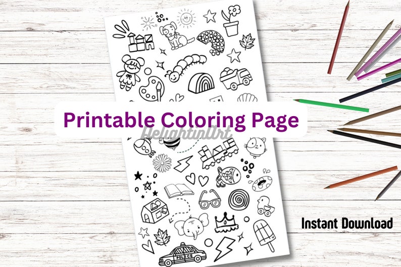Doodles Coloring Page Printable Coloring Sheet for Kids - Etsy