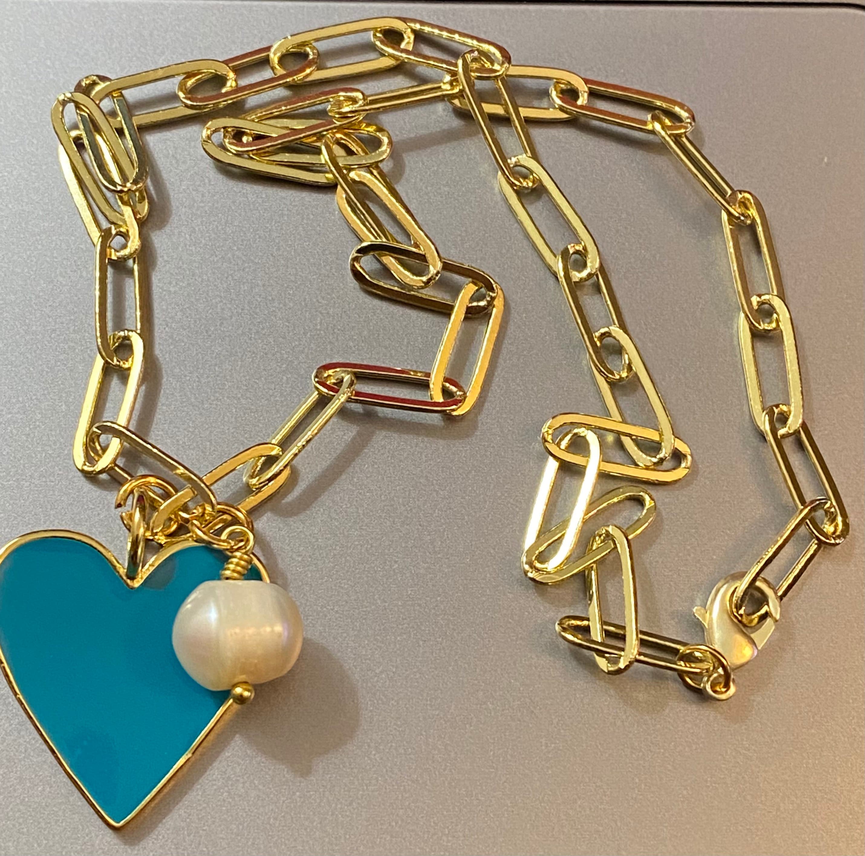 Gold Paperclip Necklace with Authentic Baroque Freshwater Etsy