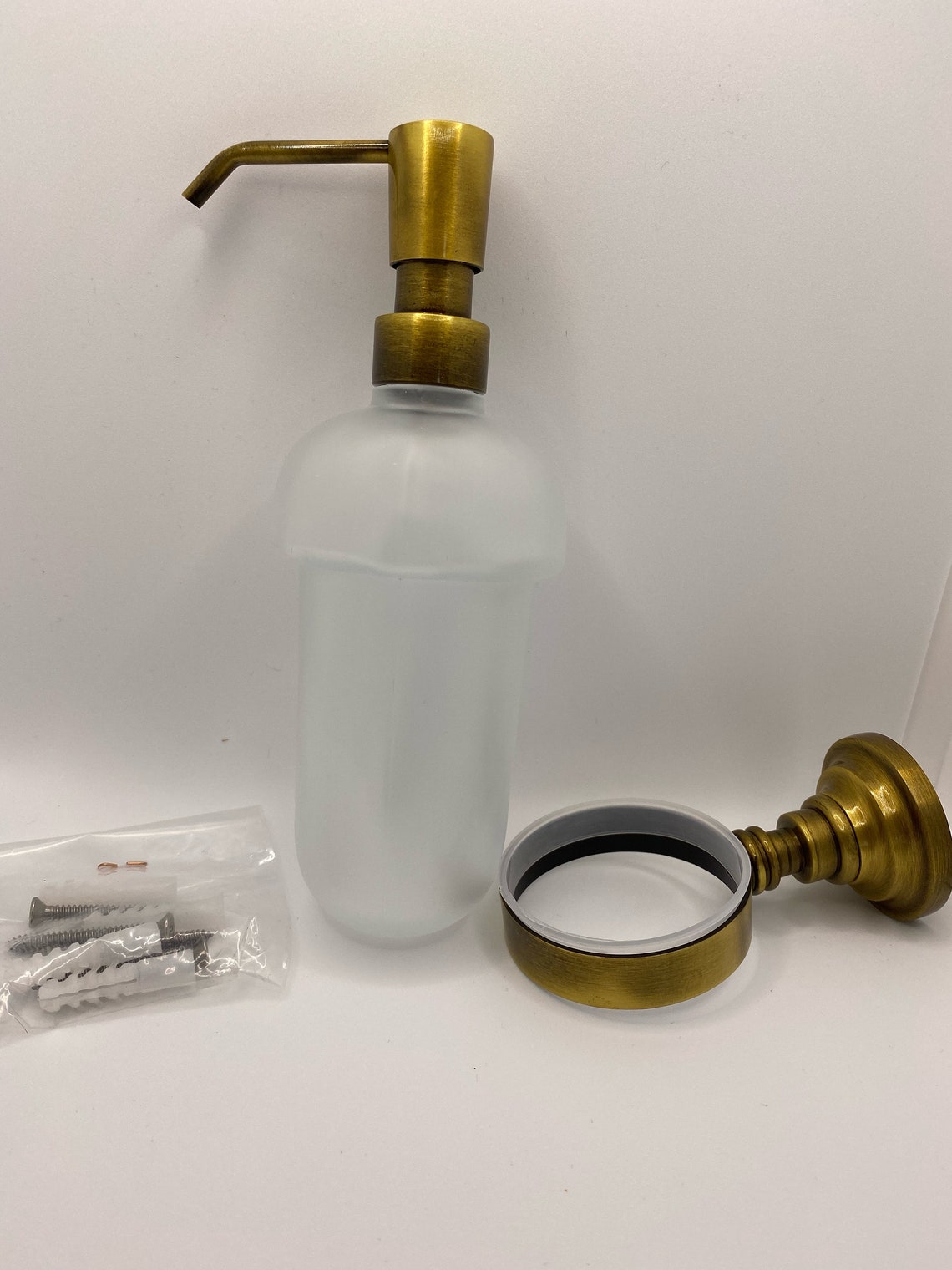 Vintage Liquid Soap Dispenser Antique Frosted Glass Wall Etsy