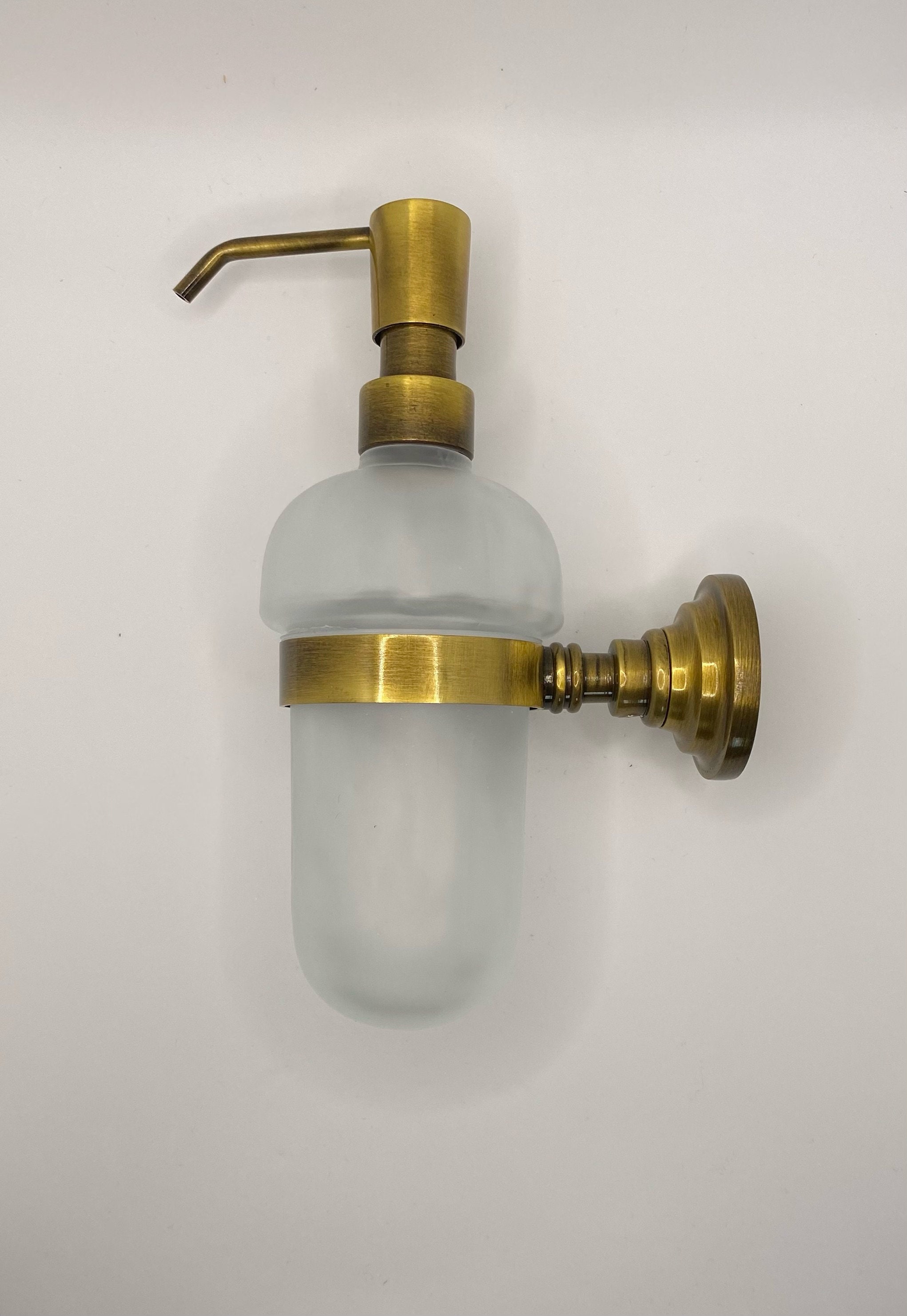 Vintage Liquid Soap Dispenser Antique Frosted Glass Wall Etsy