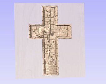 Reaching Down Cross STL File